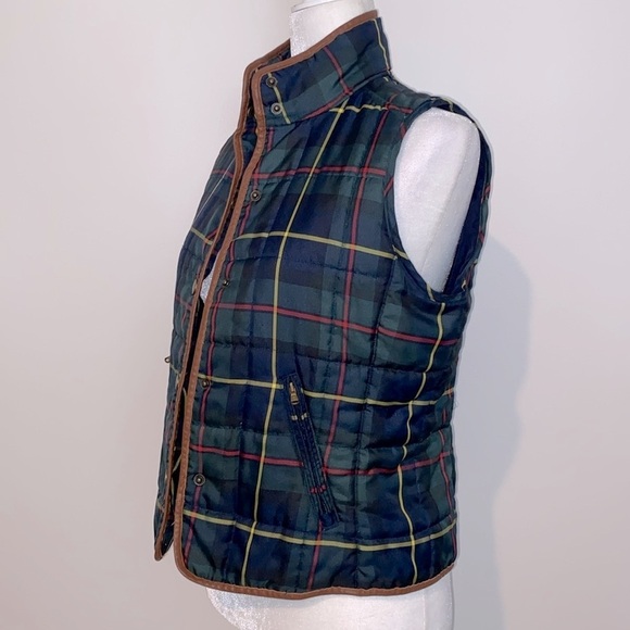 Ralph Lauren vintage Y2K leather piping Blue and Green Quilted Vest - Picture 4 of 13